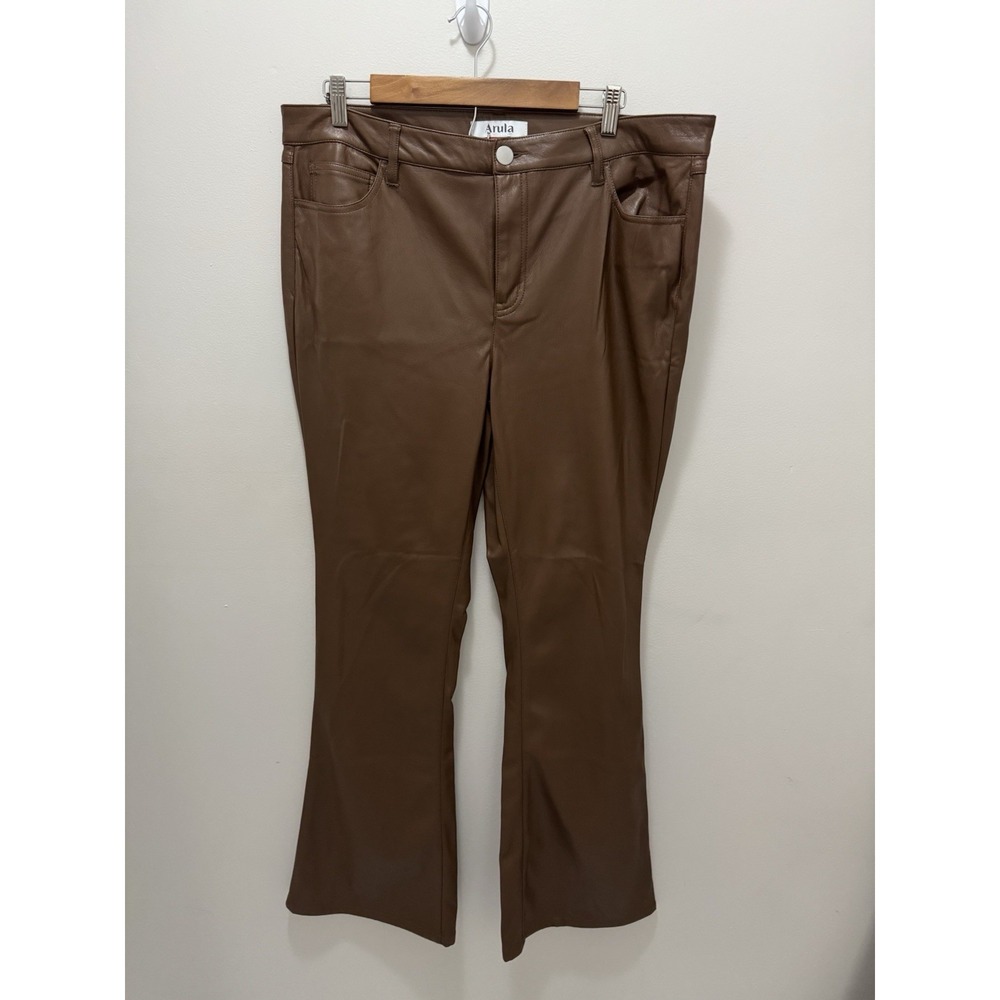 Arula Plus Flare Faux Leather Pants Size 12 NWT